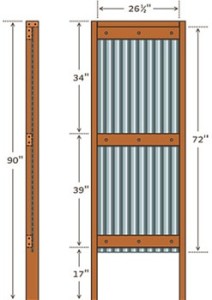 Take the profile pipes and use the self-tapping screws to prepare the shower frame. When calculating the dimensions of the frame, take into account the dimensions of the corrugated sheets