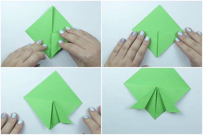 Origami schildpad: vouwstappen 5-8